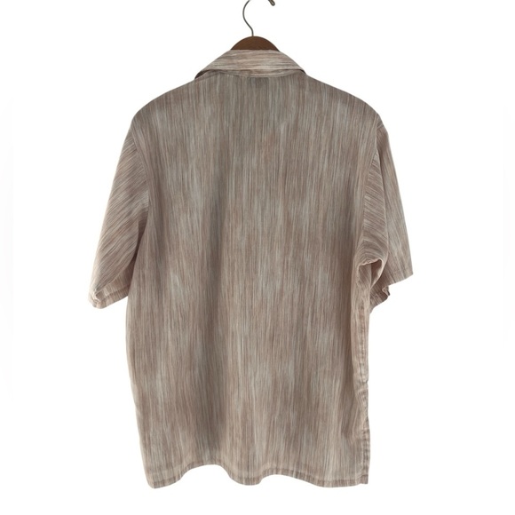 Vintage Lilly Dache Men's Short Sleeve Shirt Tan Stripe Retro Design 1970's - Picture 5 of 9